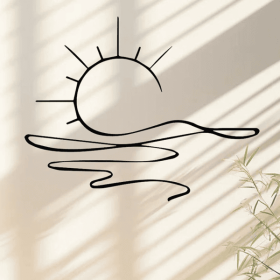 Minimalist Sunrise Wall Art - Modern Metal Iron Wall Decor, Abstract Sun Line Design For Home , Elegant Housewarming & Wedding Gift, Versatile For Liv