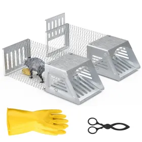 2Pcs Humane Mouse Trap Cage No Assembly Need Automatic Continuous Rat Trap With Single Way Door Reusable Catch And Release Live Cage Trap For Rodents