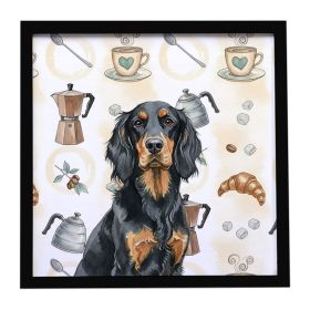 Gordon Setter Coffee Bar Framed Metal Print Bathroom, Kitchen, Office, Home Decor Wall Art Ready to Hang, Square, 8X8
