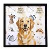 Golden Retriever Coffee Bar Framed Metal Print Bathroom, Kitchen, Office, Home Decor Wall Art Ready to Hang, Square, 8X8