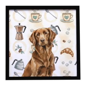 Liver Flat-Coated Retriever Coffee Bar Framed Metal Print Bathroom, Kitchen, Office, Home Decor Wall Art Ready to Hang, Square, 8X8