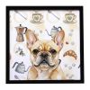 Fawn French Bulldog Coffee Bar Framed Metal Print Bathroom, Kitchen, Office, Home Decor Wall Art Ready to Hang, Square, 8X8