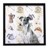 Black and White Greyhound Coffee Bar Framed Metal Print Bathroom, Kitchen, Office, Home Decor Wall Art Ready to Hang, Square, 8X8