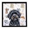 Black Havanese Coffee Bar Framed Metal Print Bathroom, Kitchen, Office, Home Decor Wall Art Ready to Hang, Square, 8X8