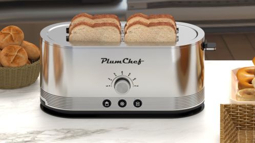 4-Slice Toaster, 7 Browning Settings, Defrost/Reheat Functions, Removable Crumb Tray, Full body Stainless Steel Housing, Anti-Fingerprint, Anti-Jam