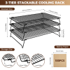 3-Tier Stackable Wire Cooling Rack Set Non-stick, ideal for cooling cookies, pizza, cakes, baking sheets (100 pieces), grilled meats