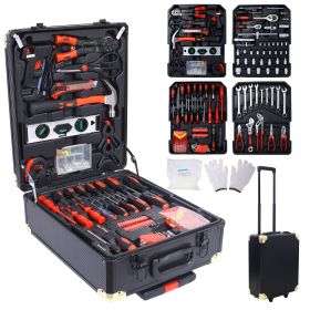 969pcs Home Repair Tool Set Kit for Men, Toolbox Storage Case with 4 Drawers, General Household Tool Kit with Rolling Tool Box