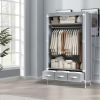 Portable Closet Wardrobe with Rolling Door & Hanging Rack - Lightweight Clothes Storage Organizer, 3 Drawers & Curtain Design-67x35x17 inches