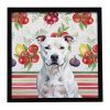 White American Staffordshire Terrier Vegetables Framed Metal Print Bathroom, Kitchen, Office, Home Decor Wall Art Ready to Hang, Square, 8X8