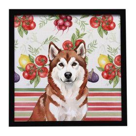 Red and White Alaskan Malamute Vegetables Framed Metal Print Bathroom, Kitchen, Office, Home Decor Wall Art Ready to Hang, Square, 8X8