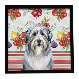 Bearded Collie Vegetables Framed Metal Print Bathroom, Kitchen, Office, Home Decor Wall Art Ready to Hang, Square, 8X8
