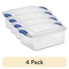 (4 pack) , 15 Quart Clear Storage Bin, Latch Box Storage Container, with Clear Lid, Blue