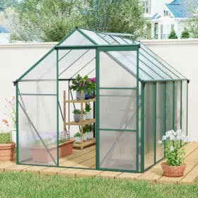 No Provide Self Pick-up 6X10FT Polycarbonate Greenhouse Raised Base And Anchor Aluminum Heavy Duty Walk-in Greenhouses For Outdoor Backyard In All Sea