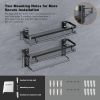 Glass Shelf for Bathroom 15.7 in Bathroom Shelves with Towel Bar Tempered Glass Shelves for Wall(2 Tier)