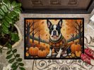 Boston Terrier Fall Doormat Front Door Mat Indoor Outdoor Rugs for Entryway, Non Slip Washable Low Pile, 24H X 36W