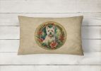 Christmas Flowers Frame Throw Pillow Throw Pillow for Indoor Couch Bed Outdoor Patio Washable, Westie 2446,12Hx16W