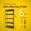 5-Shelf Heavy Duty Plastic Storage Shelves, 73' x 36' x 18', 750lb Capacity