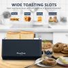 4-Slice Toaster, Extra Wide Long Slot Toaster, 6 Browning Settings, Bagel/Defrost/Reheat Functions, Removable Crumb Tray, Stainless Steel Housing