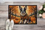 Boston Terrier Fall Doormat Front Door Mat Indoor Outdoor Rugs for Entryway, Non Slip Washable Low Pile, 24H X 36W
