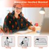 USB Heated Blanket Electric Heated Blanket Heated Poncho Shawl Wrap Throw with Zipper Washable for Home Office 59*31in