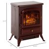 HOMCOM 22" Electric Fireplace Heater, Freestanding Fire Place Stove with Realistic LED Flames and Logs, and Overheating Protection, 725W/1450W, Red