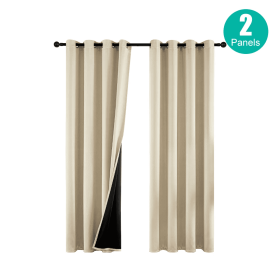 Polyester Grommets Thermal Insulated With Coated Lining 52 In.W63 In. L Indoor Blackout Curtains 3 Colors Available,Set Of 2 (Option: Beige)