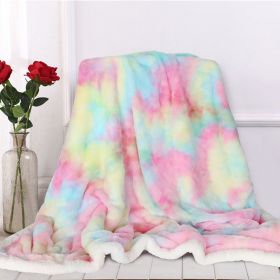 1 Piece Shaggy Blanket Plush Faux Fur Blanket For Bed Sofa Ultra Soft Luxury Sherpa Blanket Rainbow Colorful  Blanke (Option: 130x160cm-Pink)