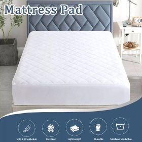 Mattress Pad Quilted Cooling Mattress Topper Cover Breathable Filled T F Q King (Option: TWIN)