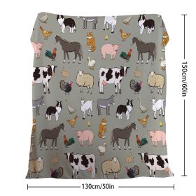 Various Animals Blanket Soft Pig Horse Durable Comfortable Blanket Women Birthday Gift Home Decoration Sofa Couch Office Bed Camping Travel  75x100cm (Option: 130cmx150cm-Celadon)