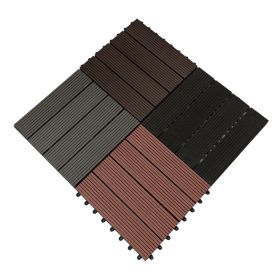 One box of 11 pieces, 300 * 300 * 22mm per piece Outdoor garden floor tiles Pool wood plastic DIY buckle splicing wpc (Color: Coffee)