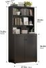 Adjustable Metal Bookcase, 71.6" Tall Bookshelf with 2 Doors and Storage Shelves, 6 Tier Large Book Case