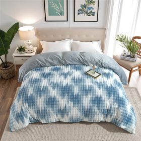 1PC Premium Thickened Plush Blue Camo Comforter Set, Reversible Bohemian Style Gradient Color Quilt With Ultra Soft Faux Rabbit Hair, Luxury Warm & Fl (Option: TWIN)